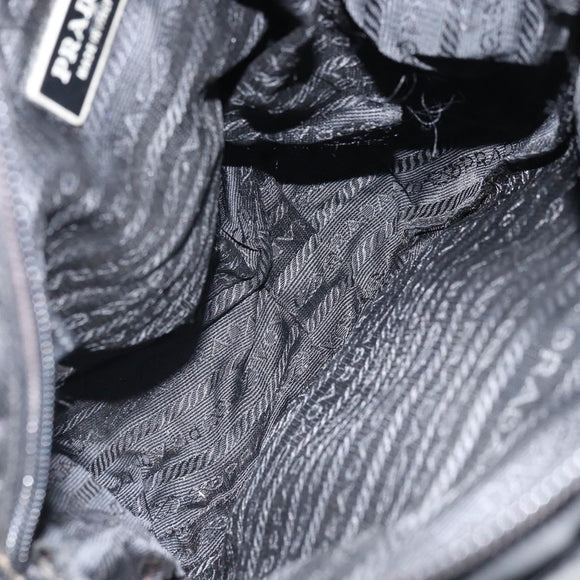 PRADA Shoulder Bag Nylon Black Silver Auth 173903