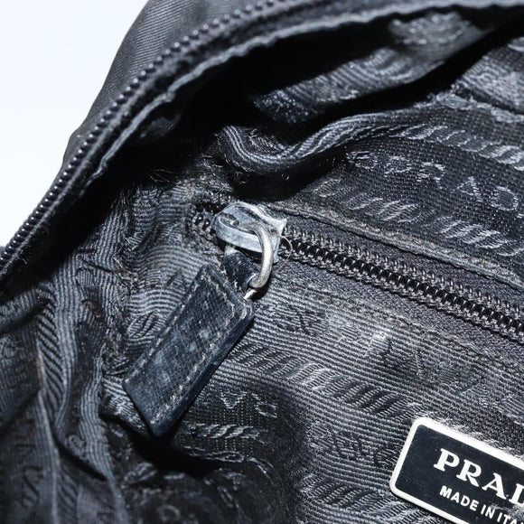 PRADA Shoulder Bag Nylon Black Silver Auth 173903