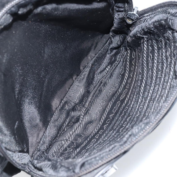 PRADA Shoulder Bag Nylon Black Silver Auth 173903
