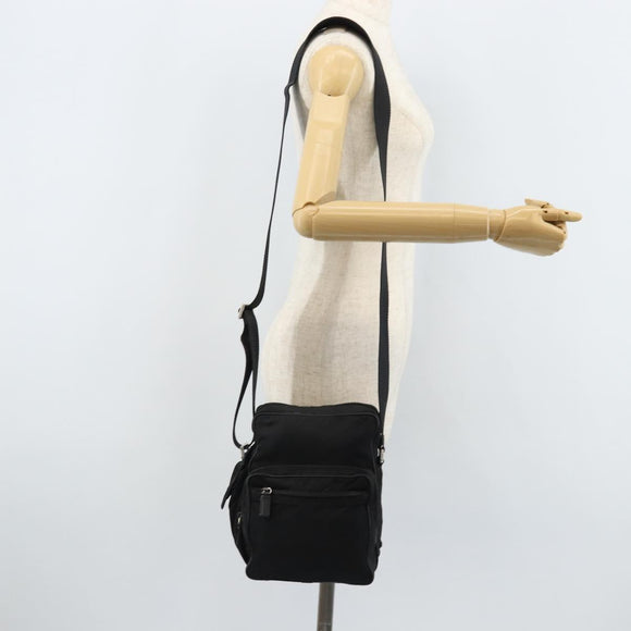PRADA Shoulder Bag Nylon Black Silver Auth 173903