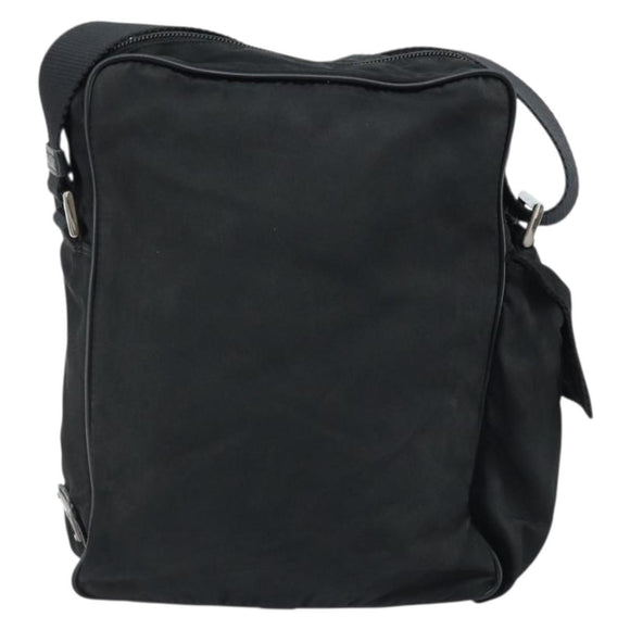 PRADA Shoulder Bag Nylon Black Silver Auth 173903