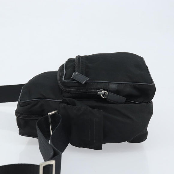 PRADA Shoulder Bag Nylon Black Silver Auth 173903