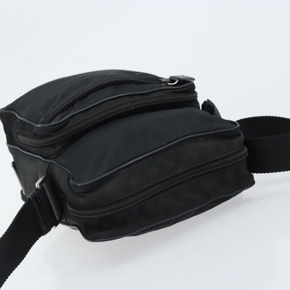 PRADA Shoulder Bag Nylon Black Silver Auth 173903