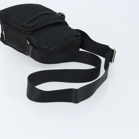PRADA Shoulder Bag Nylon Black Silver Auth 173903