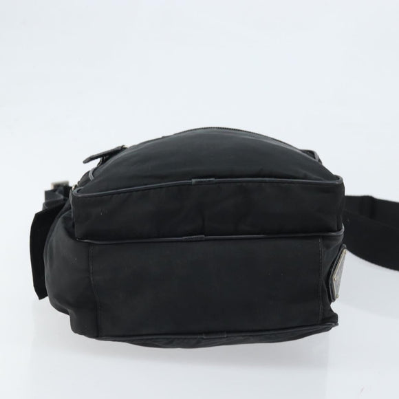 PRADA Shoulder Bag Nylon Black Silver Auth 173903