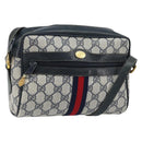 GUCCI GG Supreme Sherry Line Shoulder Bag PVC Navy Gold 56 02 004 Auth 173906-1