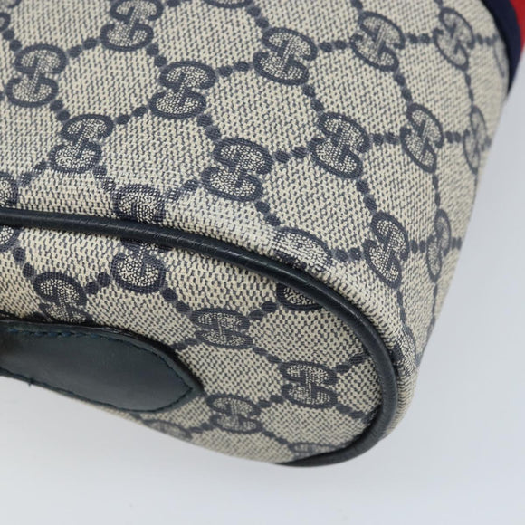 GUCCI GG Supreme Sherry Line Shoulder Bag PVC Navy Gold 56 02 004 Auth 173906