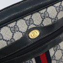GUCCI GG Supreme Sherry Line Shoulder Bag PVC Navy Gold 56 02 004 Auth 173906-14
