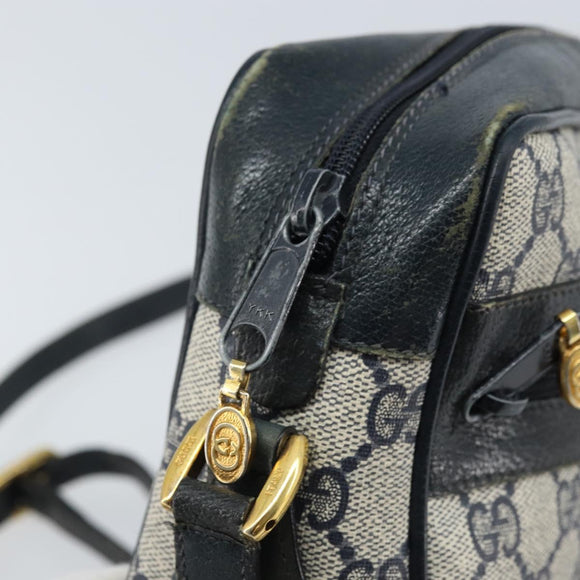 GUCCI GG Supreme Sherry Line Shoulder Bag PVC Navy Gold 56 02 004 Auth 173906