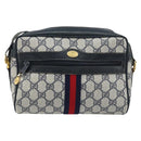 GUCCI GG Supreme Sherry Line Shoulder Bag PVC Navy Gold 56 02 004 Auth 173906-2