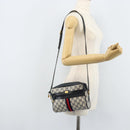 GUCCI GG Supreme Sherry Line Shoulder Bag PVC Navy Gold 56 02 004 Auth 173906-23