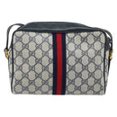 GUCCI GG Supreme Sherry Line Shoulder Bag PVC Navy Gold 56 02 004 Auth 173906-3