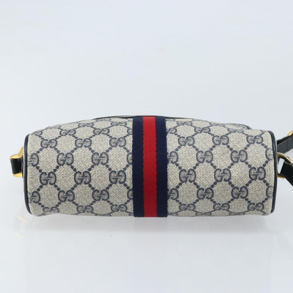 GUCCI GG Supreme Sherry Line Shoulder Bag PVC Navy Gold 56 02 004 Auth 173906