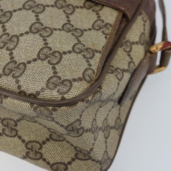 GUCCI GG Supreme Web Sherry Line Bag PVC Beige Gold 93 02 049 Auth 173907