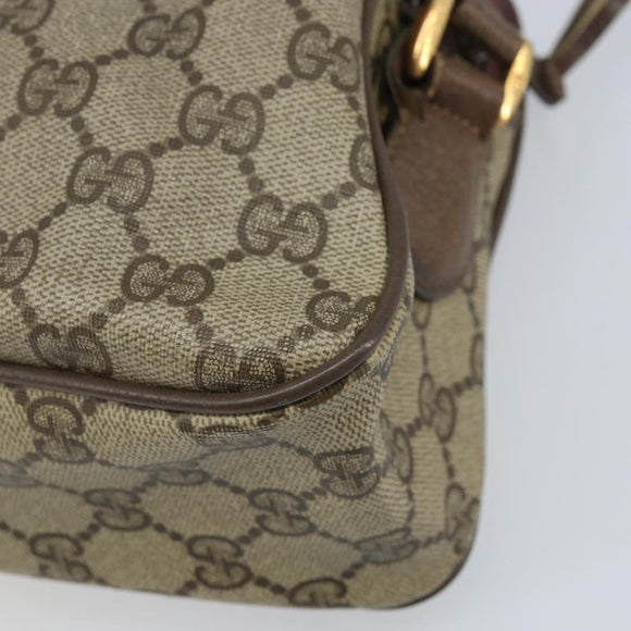 GUCCI GG Supreme Web Sherry Line Bag PVC Beige Gold 93 02 049 Auth 173907
