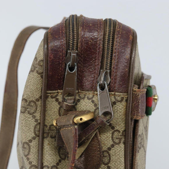 GUCCI GG Supreme Web Sherry Line Bag PVC Beige Gold 93 02 049 Auth 173907