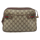 GUCCI GG Supreme Web Sherry Line Bag PVC Beige Gold 93 02 049 Auth 173907-2