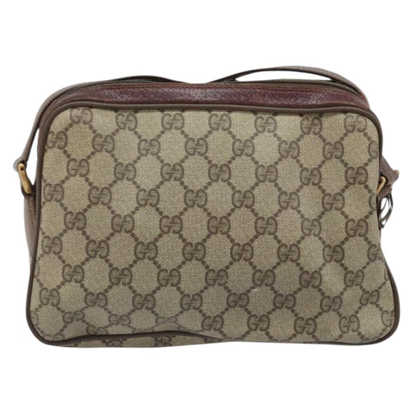 GUCCI GG Supreme Web Sherry Line Bag PVC Beige Gold 93 02 049 Auth 173907