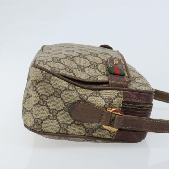 GUCCI GG Supreme Web Sherry Line Bag PVC Beige Gold 93 02 049 Auth 173907