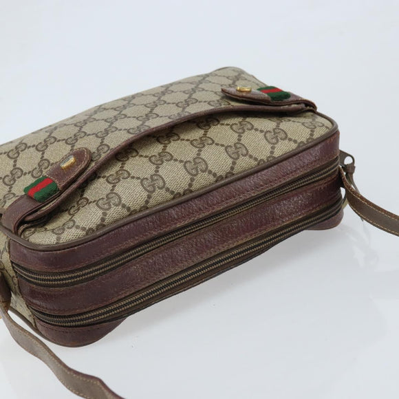 GUCCI GG Supreme Web Sherry Line Bag PVC Beige Gold 93 02 049 Auth 173907
