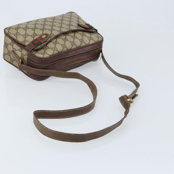GUCCI GG Supreme Web Sherry Line Bag PVC Beige Gold 93 02 049 Auth 173907