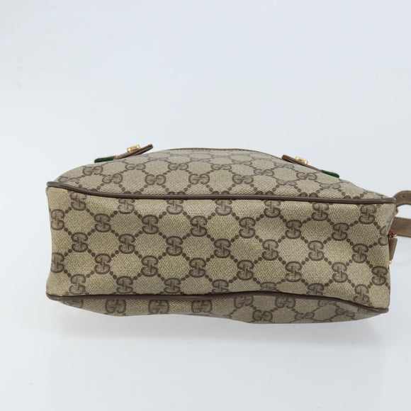 GUCCI GG Supreme Web Sherry Line Bag PVC Beige Gold 93 02 049 Auth 173907