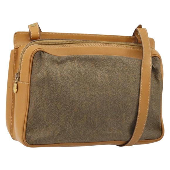 GUCCI Shoulder Bag Canvas Beige Gold Auth 173908