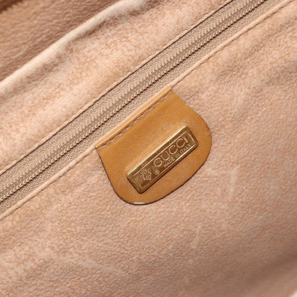 GUCCI Shoulder Bag Canvas Beige Gold Auth 173908