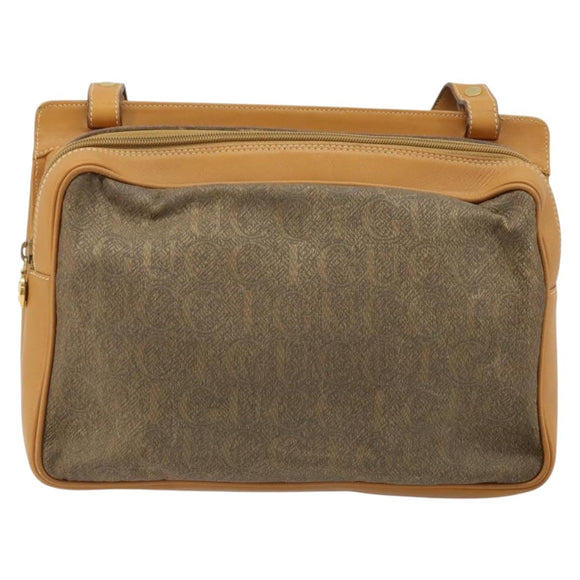 GUCCI Shoulder Bag Canvas Beige Gold Auth 173908