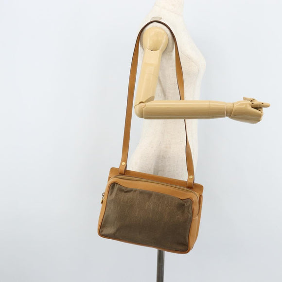 GUCCI Shoulder Bag Canvas Beige Gold Auth 173908