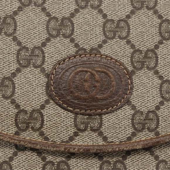 GUCCI GG Supreme Shoulder Bag PVC Beige Gold Auth 173909