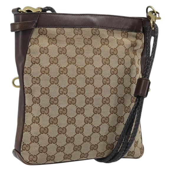 GUCCI GG Canvas Shoulder Bag Beige Gold 109106 Auth 173911