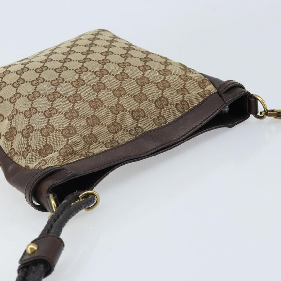 GUCCI GG Canvas Shoulder Bag Beige Gold 109106 Auth 173911