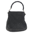 GUCCI Bamboo GG Canvas Hand Bag Black Silver 001 4095 Auth 173913-1