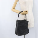 GUCCI Bamboo GG Canvas Hand Bag Black Silver 001 4095 Auth 173913-22