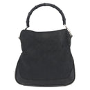 GUCCI Bamboo GG Canvas Hand Bag Black Silver 001 4095 Auth 173913-2