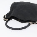 GUCCI Bamboo GG Canvas Hand Bag Black Silver 001 4095 Auth 173913-6