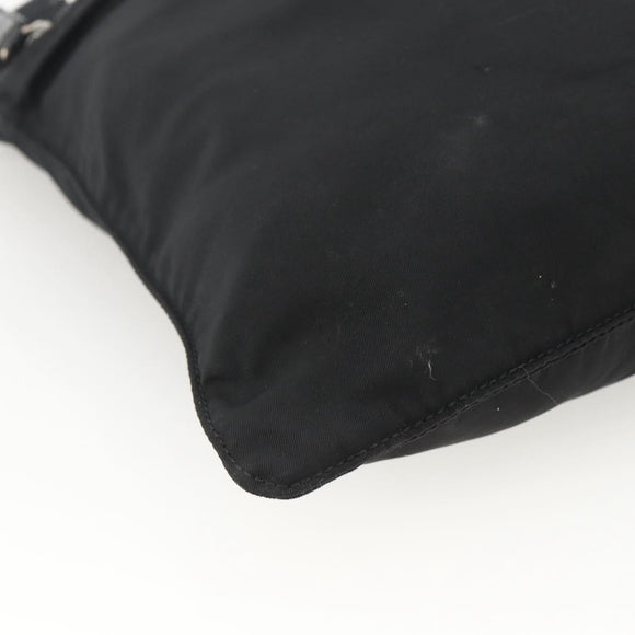 PRADA Schultertasche Nylon Schwarz Silber Original 173914