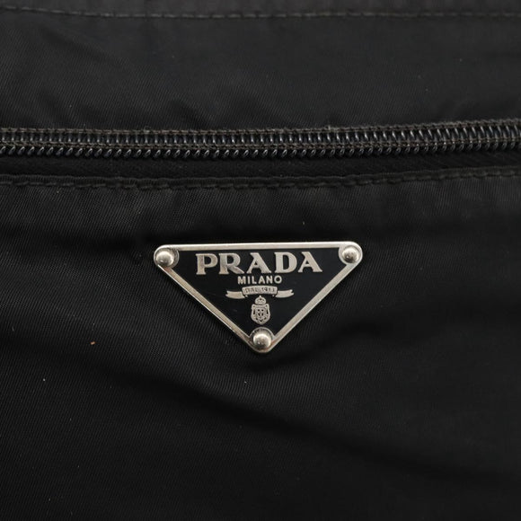 PRADA Schultertasche Nylon Schwarz Silber Original 173914