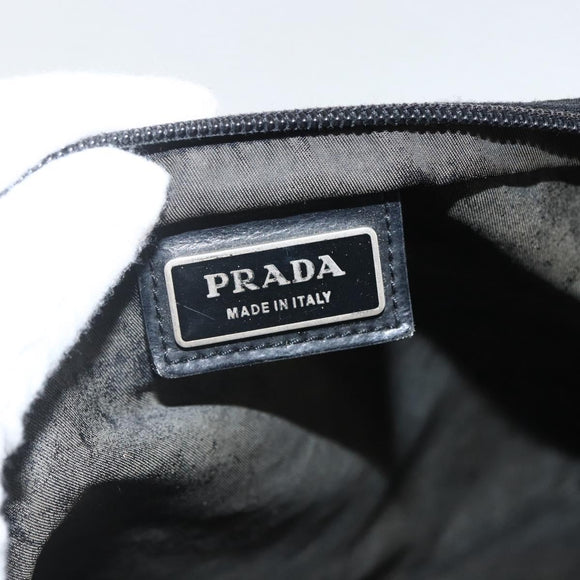 PRADA Schultertasche Nylon Schwarz Silber Original 173914
