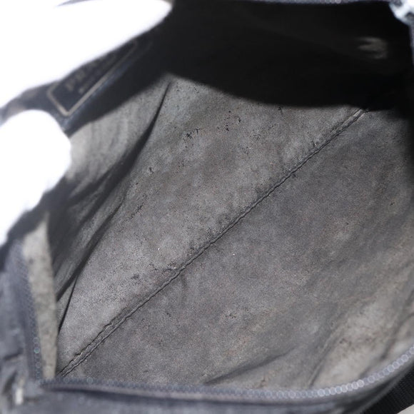 PRADA Schultertasche Nylon Schwarz Silber Original 173914