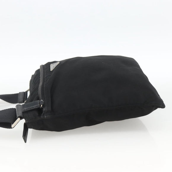 PRADA Shoulder Bag Nylon Black Silver Auth 173914