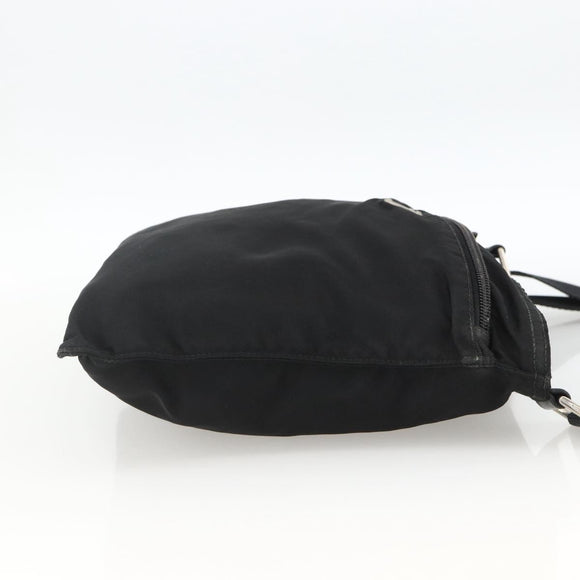 PRADA Shoulder Bag Nylon Black Silver Auth 173914