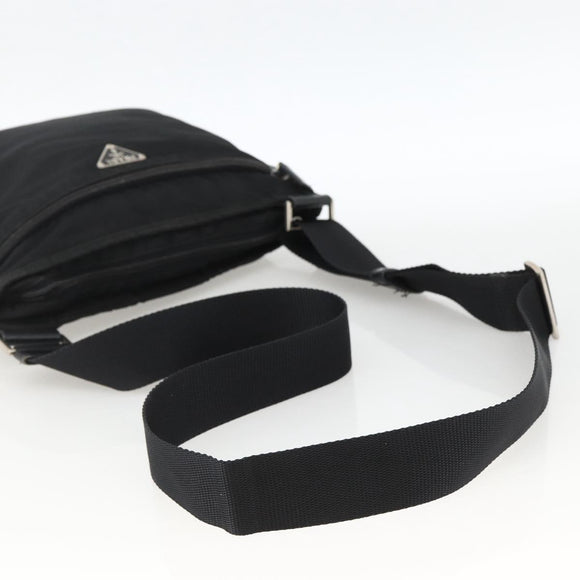 PRADA Shoulder Bag Nylon Black Silver Auth 173914
