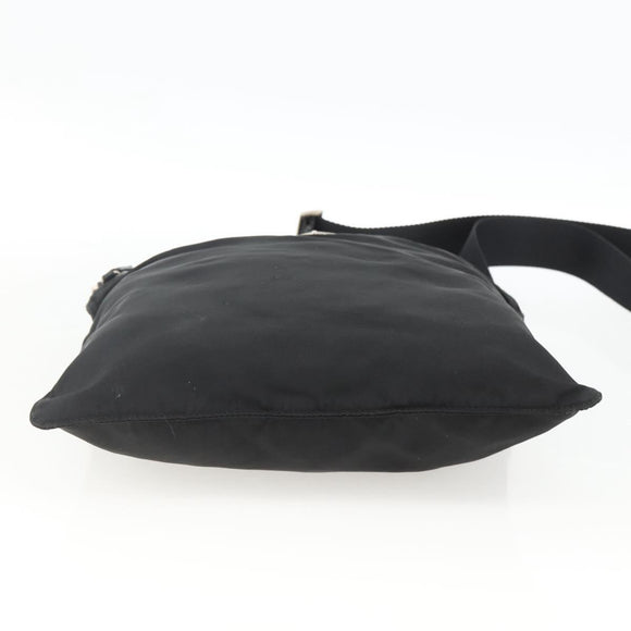 PRADA Schultertasche Nylon Schwarz Silber Original 173914