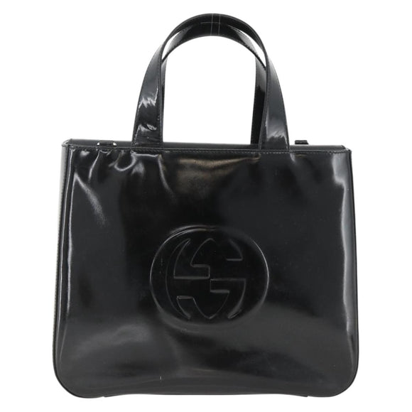 GUCCI Hand Bag Patent leather Black Silver 000 1013 0504 Auth 173915