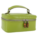 GUCCI Bamboo Vanity Pouch Patent leather Green Silver 032 1956 0151 Auth 173916-1