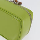GUCCI Bamboo Vanity Pouch Patent leather Green Silver 032 1956 0151 Auth 173916-11