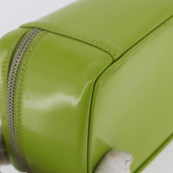 GUCCI Bamboo Vanity Pouch Patent leather Green Silver 032 1956 0151 Auth 173916