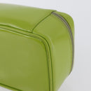 GUCCI Bamboo Vanity Pouch Patent leather Green Silver 032 1956 0151 Auth 173916-13